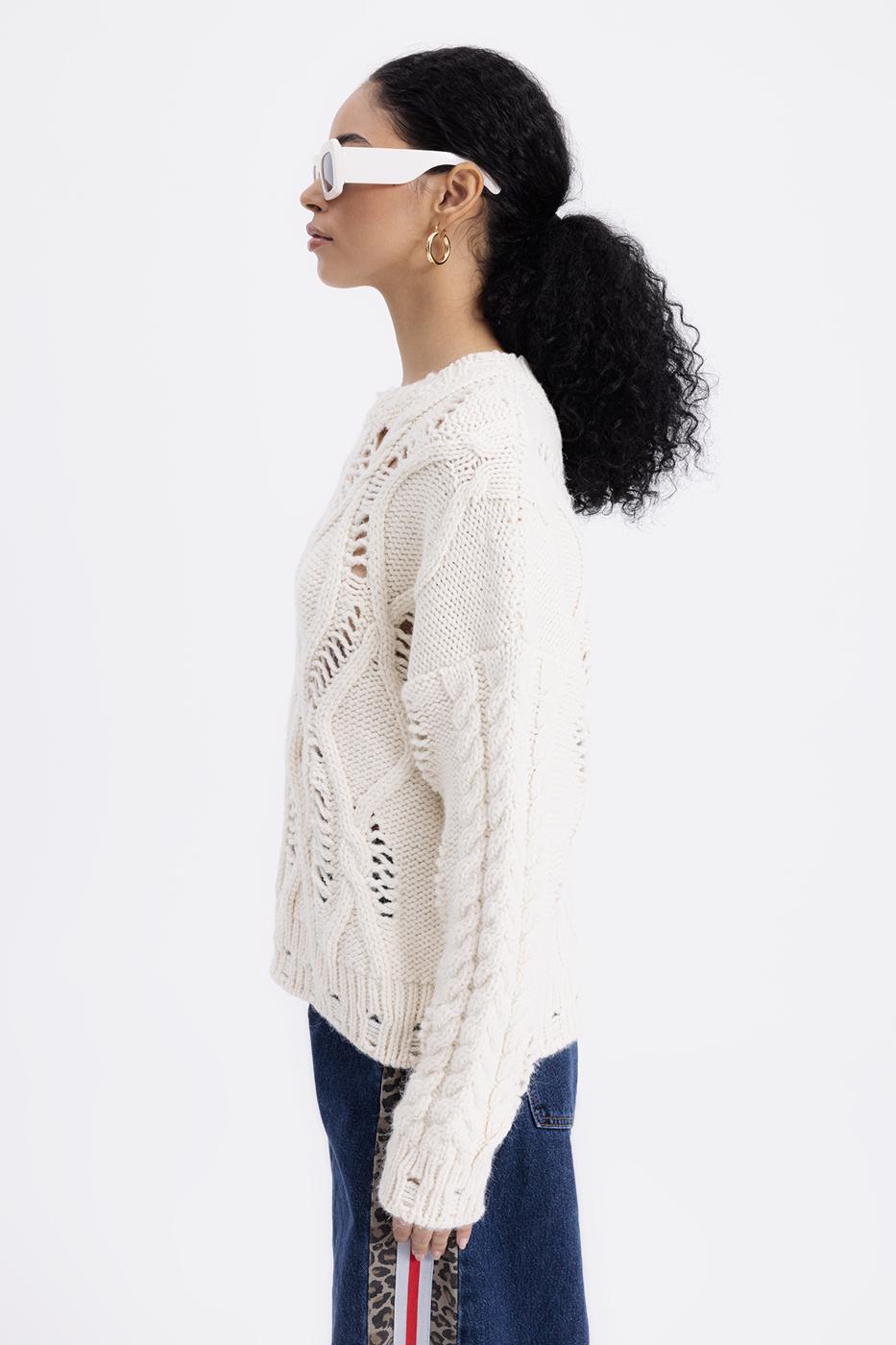 Openwork Patterned Sweater Ecru