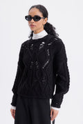 Openwork Patterned Sweater Black