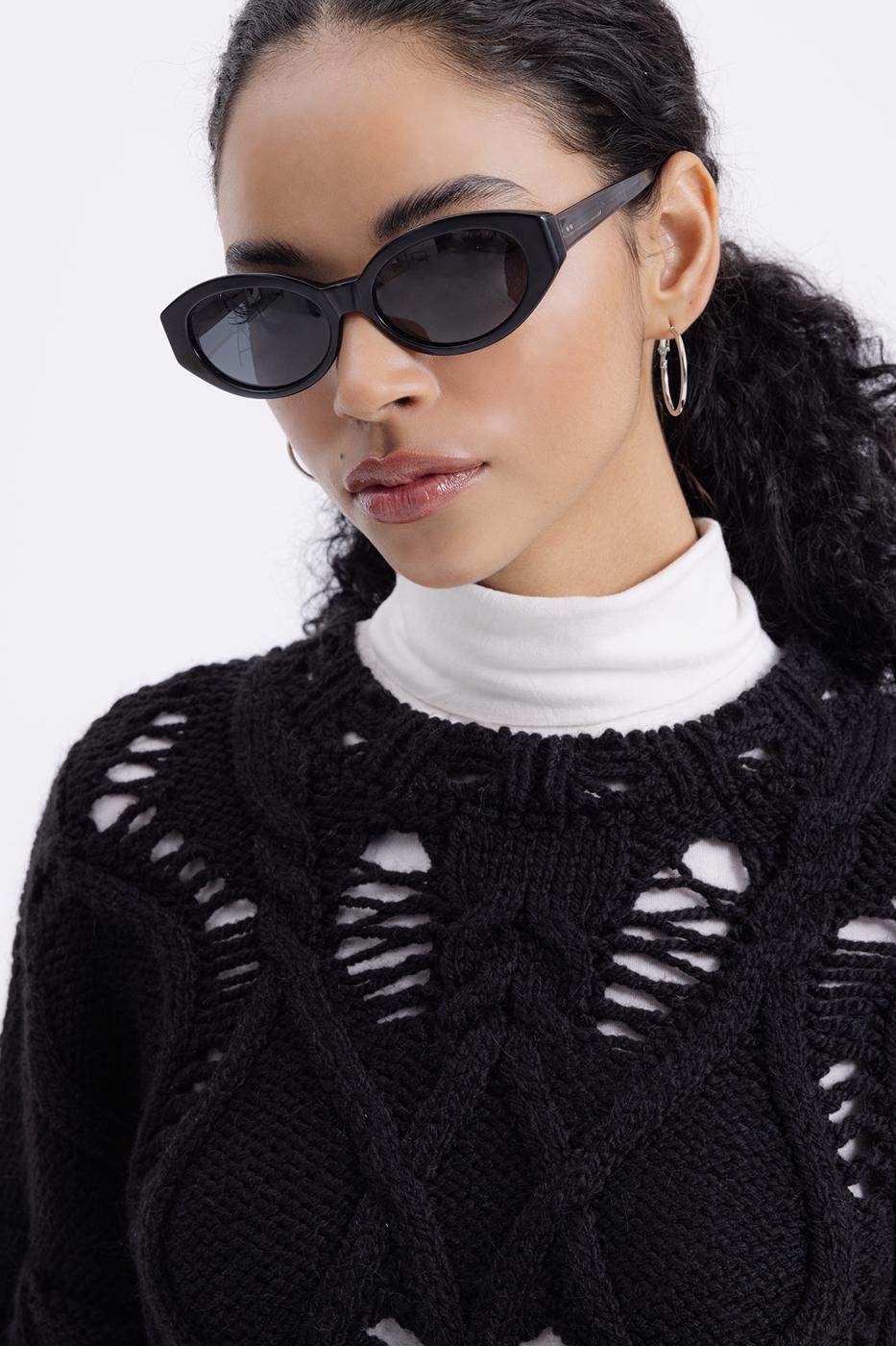 Openwork Patterned Sweater Black