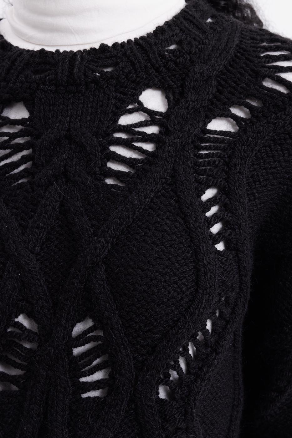 Openwork Patterned Sweater Black