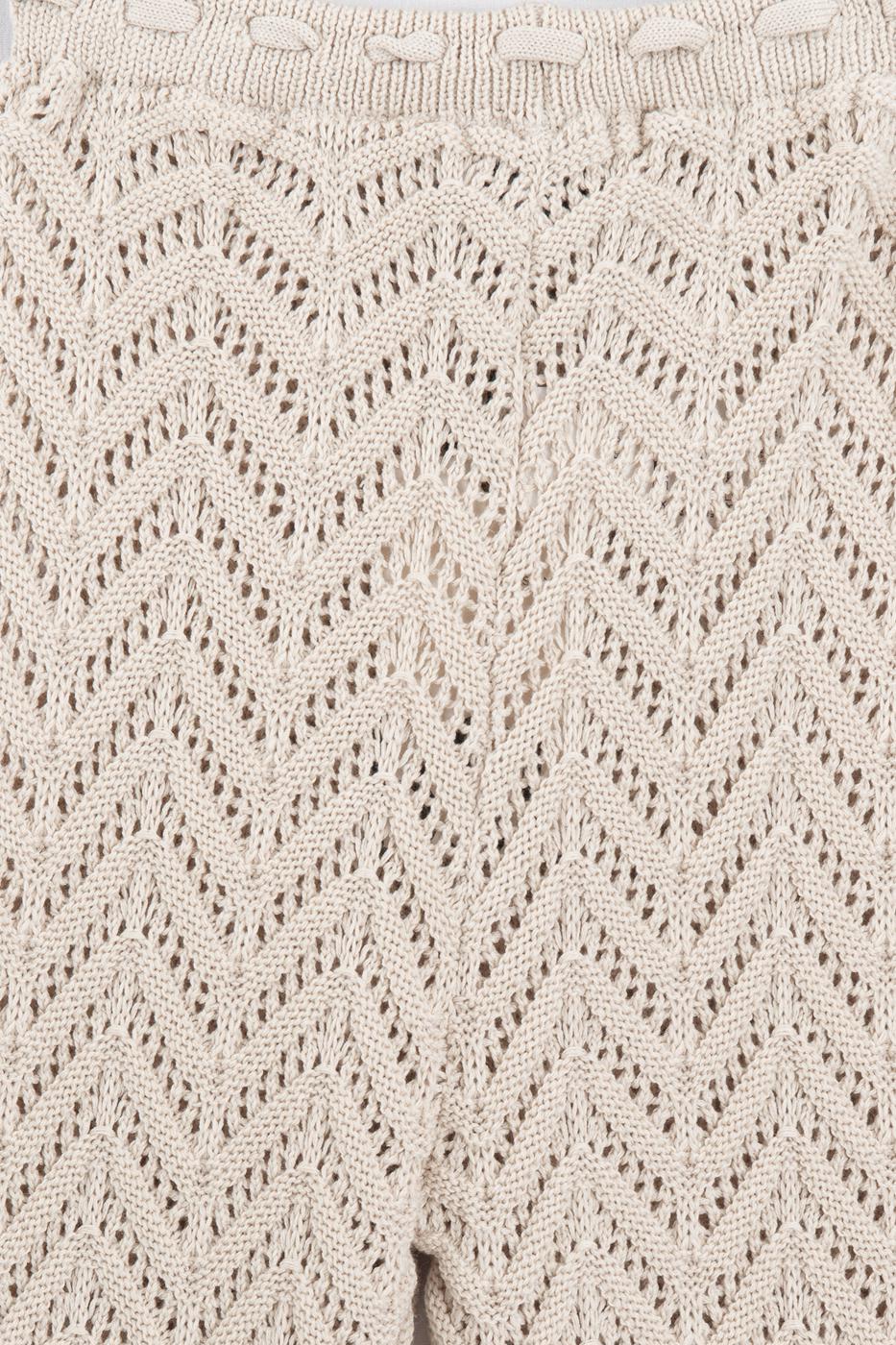 Openwork Knit Spanish Flare Trousers Beige