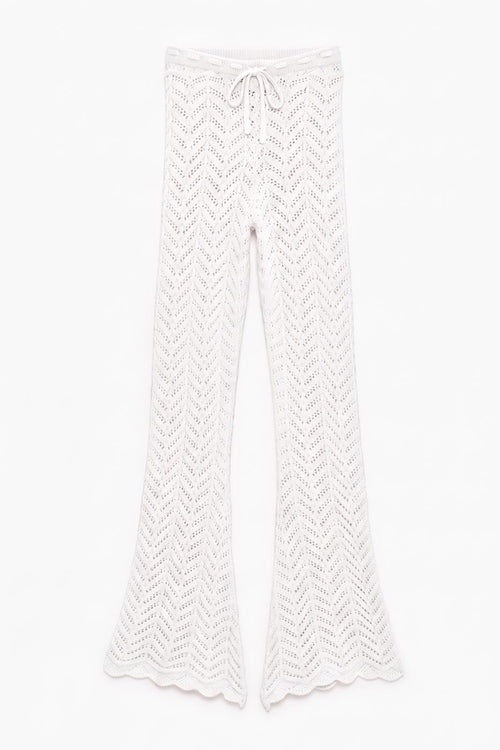 Openwork Knit Spanish Flare Trousers White