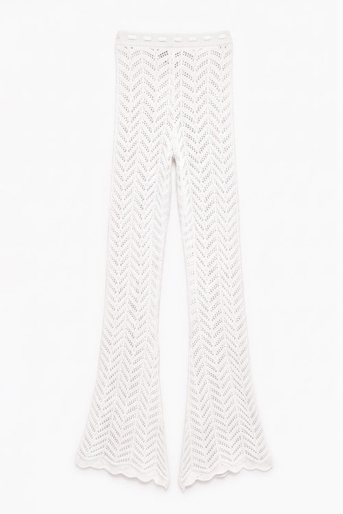 Openwork Knit Spanish Flare Trousers White
