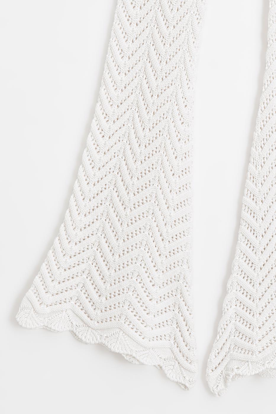 Openwork Knit Spanish Flare Trousers White