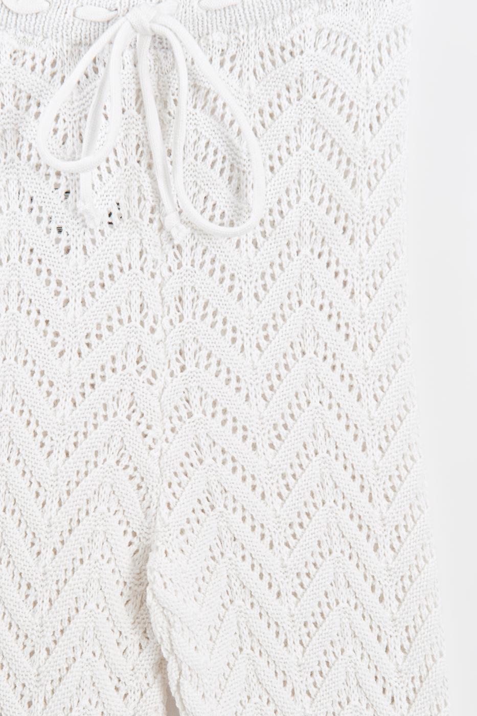 Openwork Knit Spanish Flare Trousers White