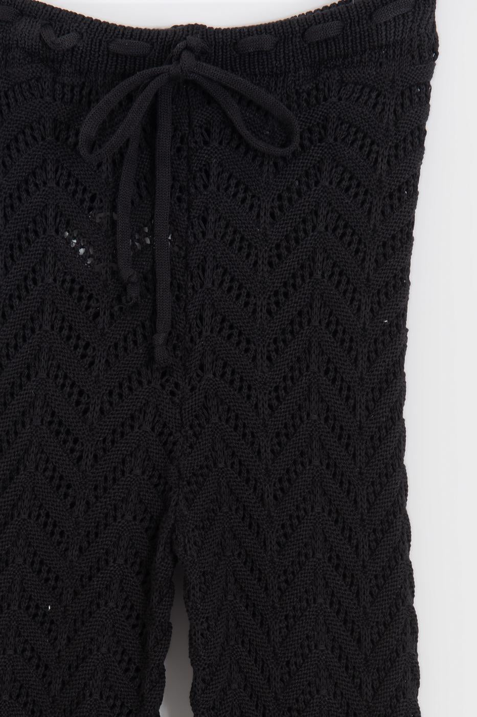Openwork Knit Spanish Flare Trousers Black