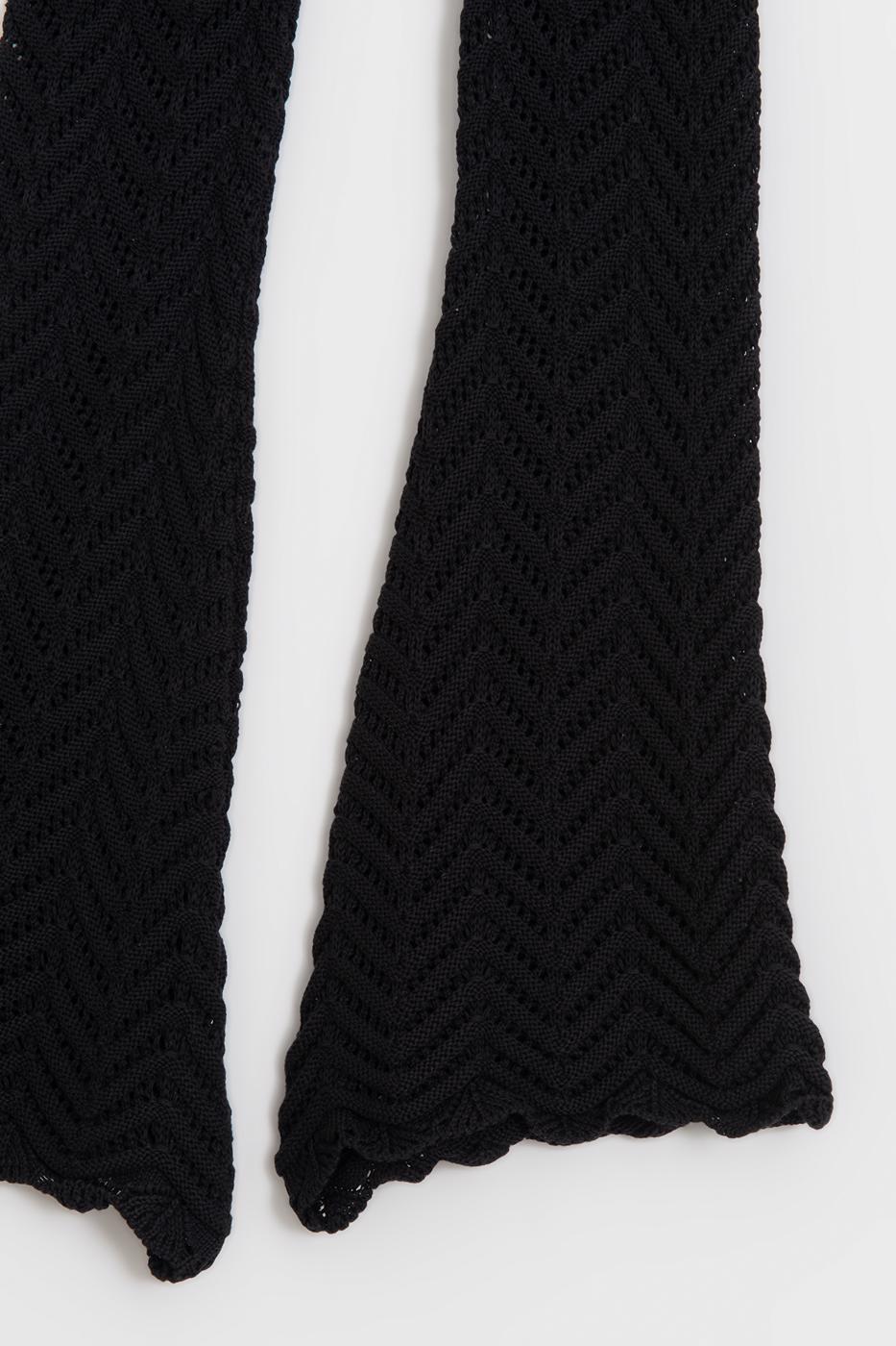 Openwork Knit Spanish Flare Trousers Black