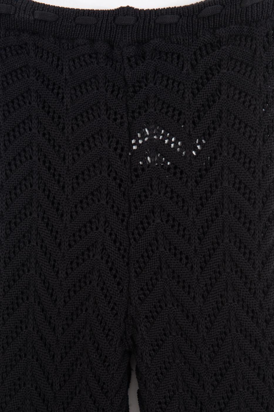 Openwork Knit Spanish Flare Trousers Black