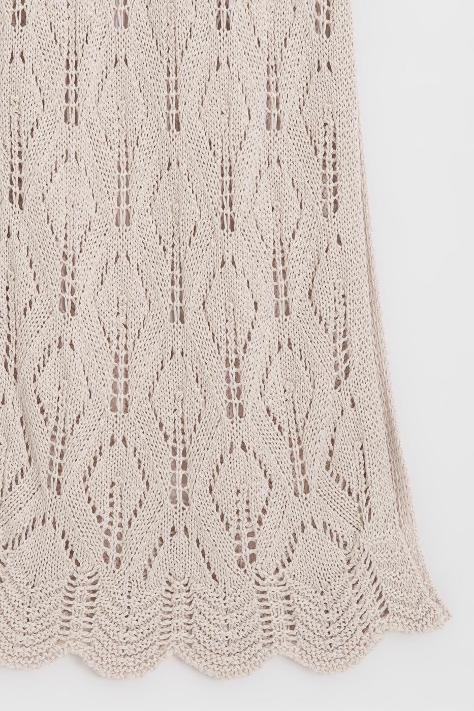 Openwork Maxi Knit Beach Dress Beige