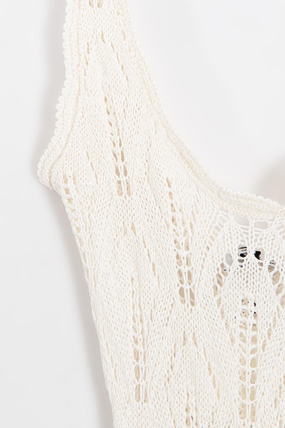 Openwork Maxi Knit Beach Dress Ecru