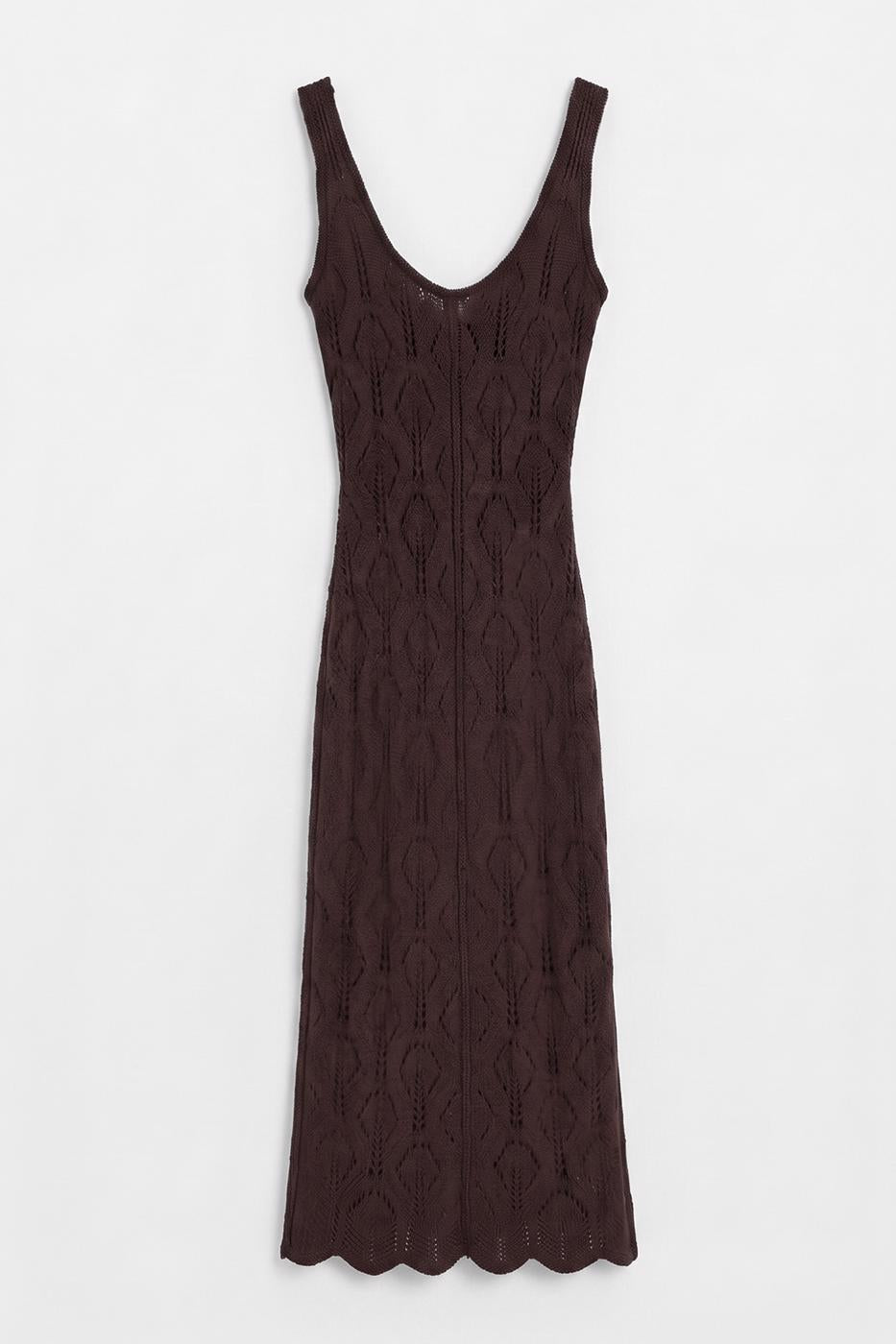 Openwork Maxi Knit Beach Dress Brown
