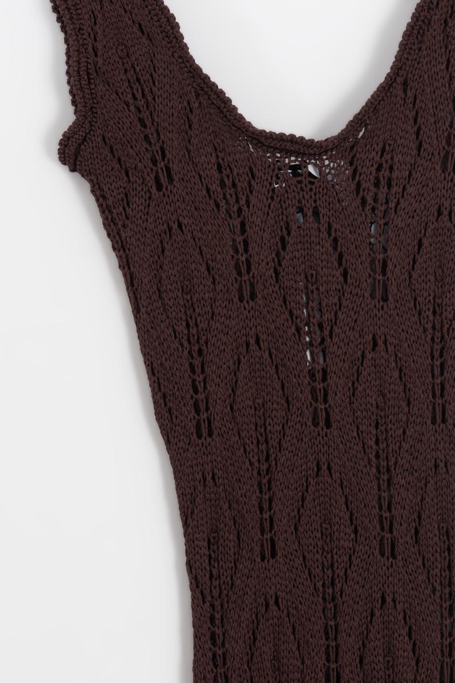 Openwork Maxi Knit Beach Dress Brown