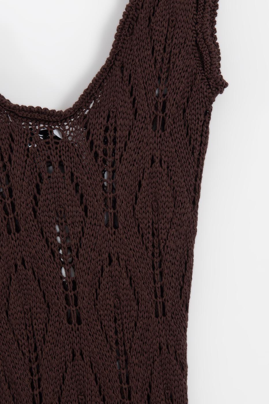 Openwork Maxi Knit Beach Dress Brown