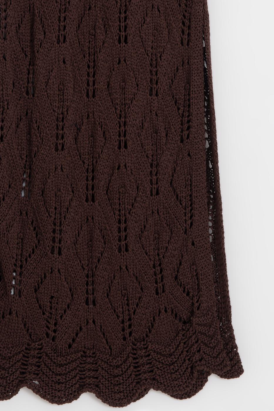 Openwork Maxi Knit Beach Dress Brown
