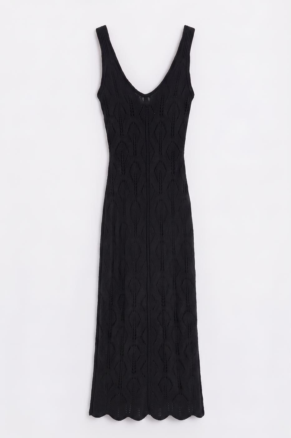 Openwork Maxi Knit Beach Dress Black
