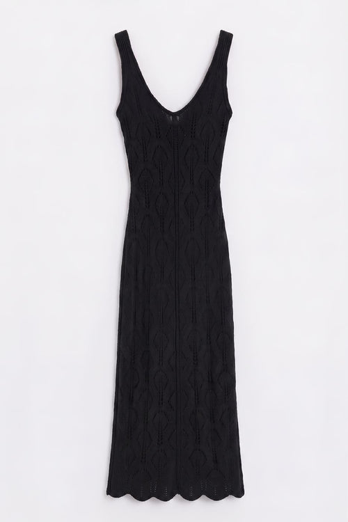 Openwork Maxi Knit Beach Dress Black
