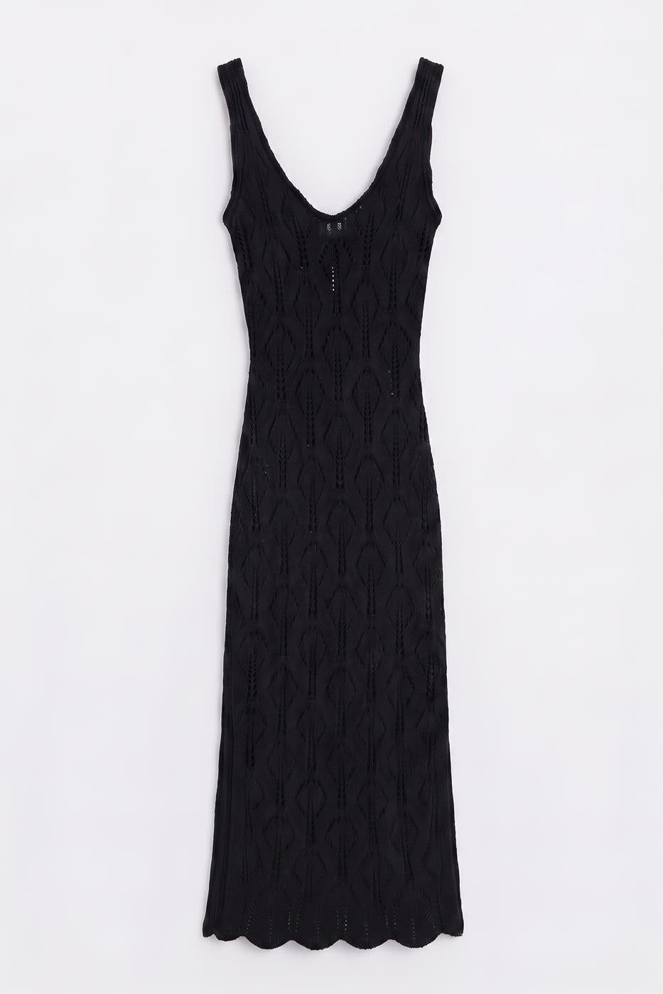 Openwork Maxi Knit Beach Dress Black