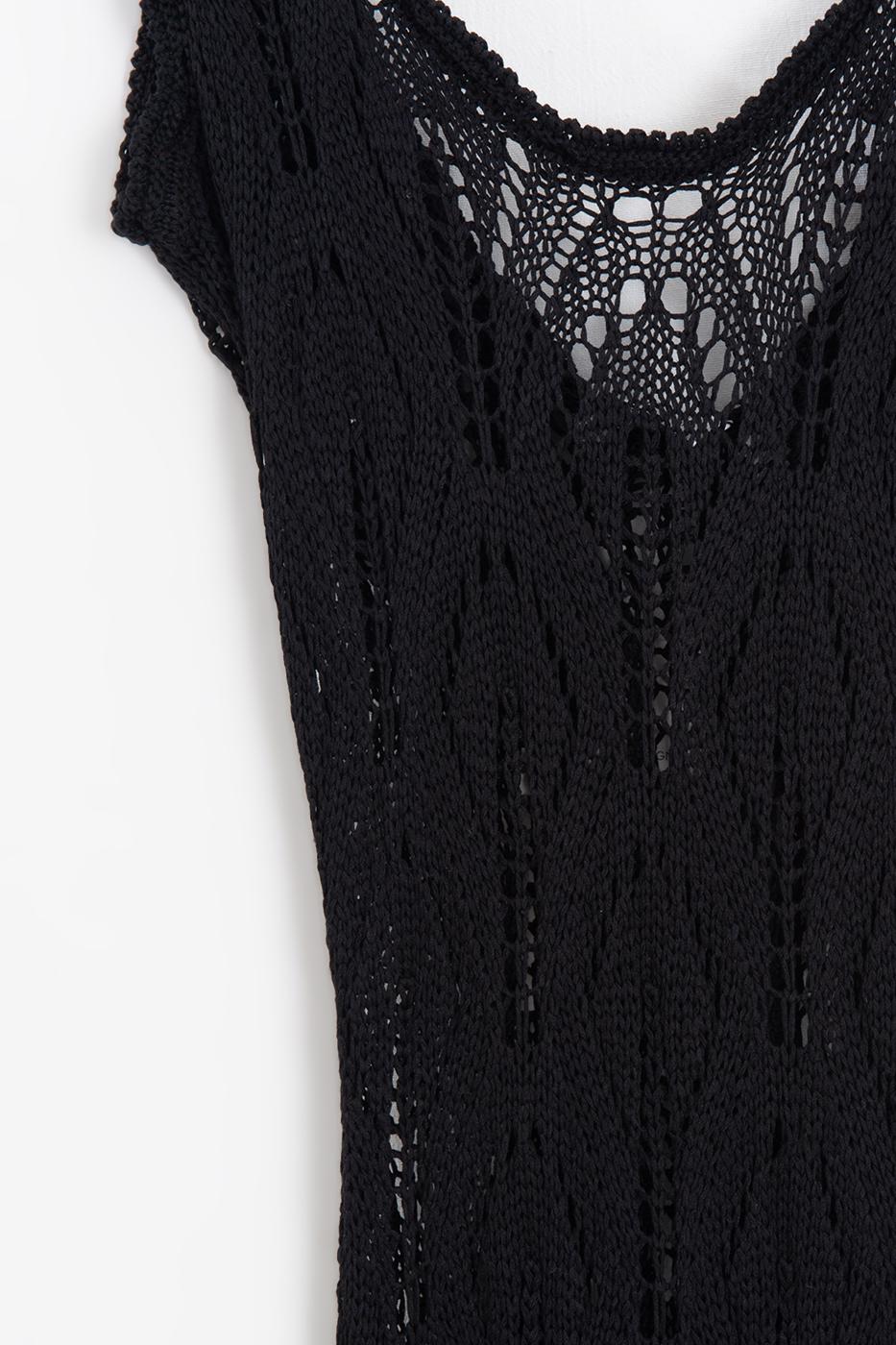 Openwork Maxi Knit Beach Dress Black