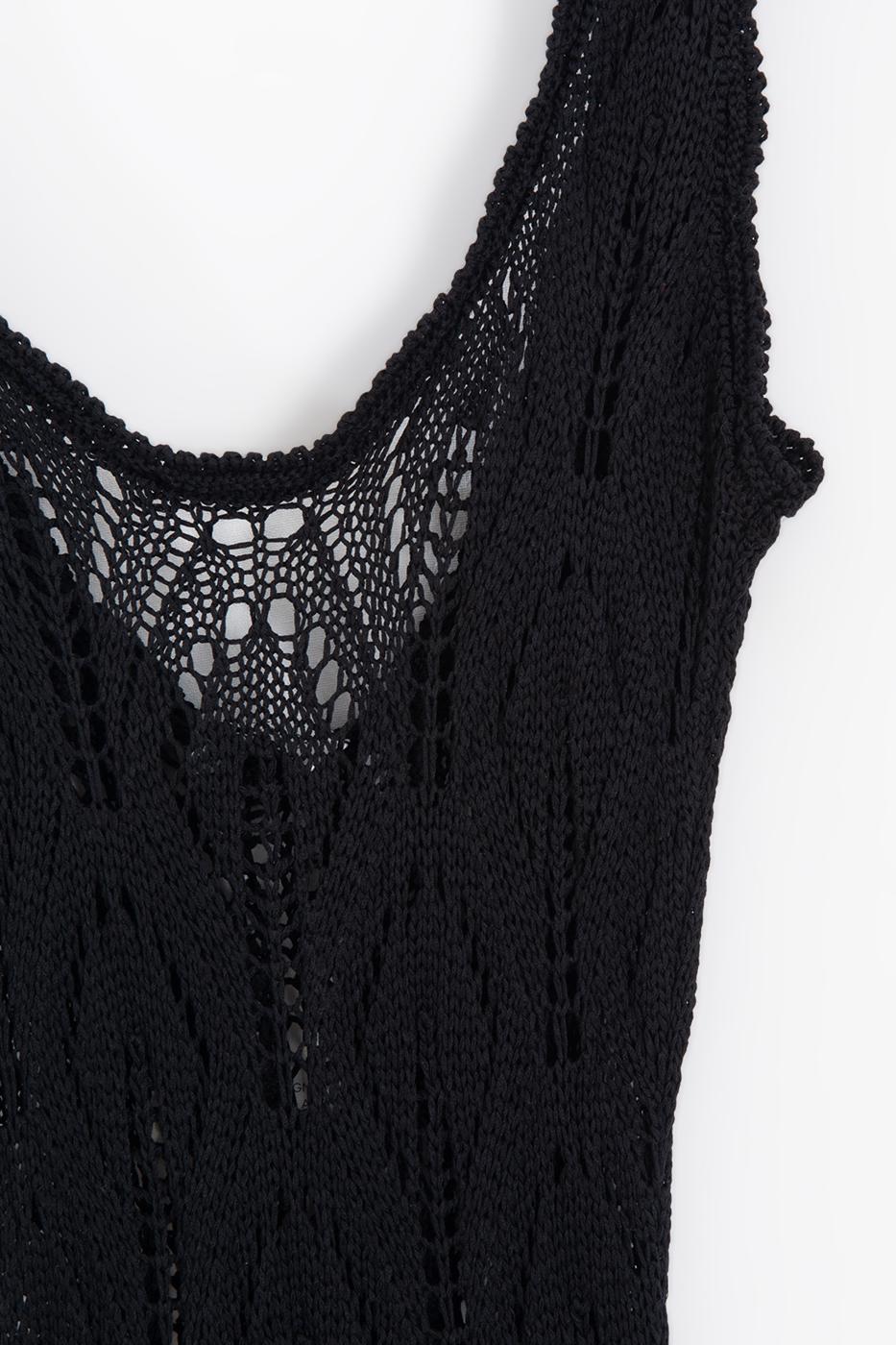Openwork Maxi Knit Beach Dress Black