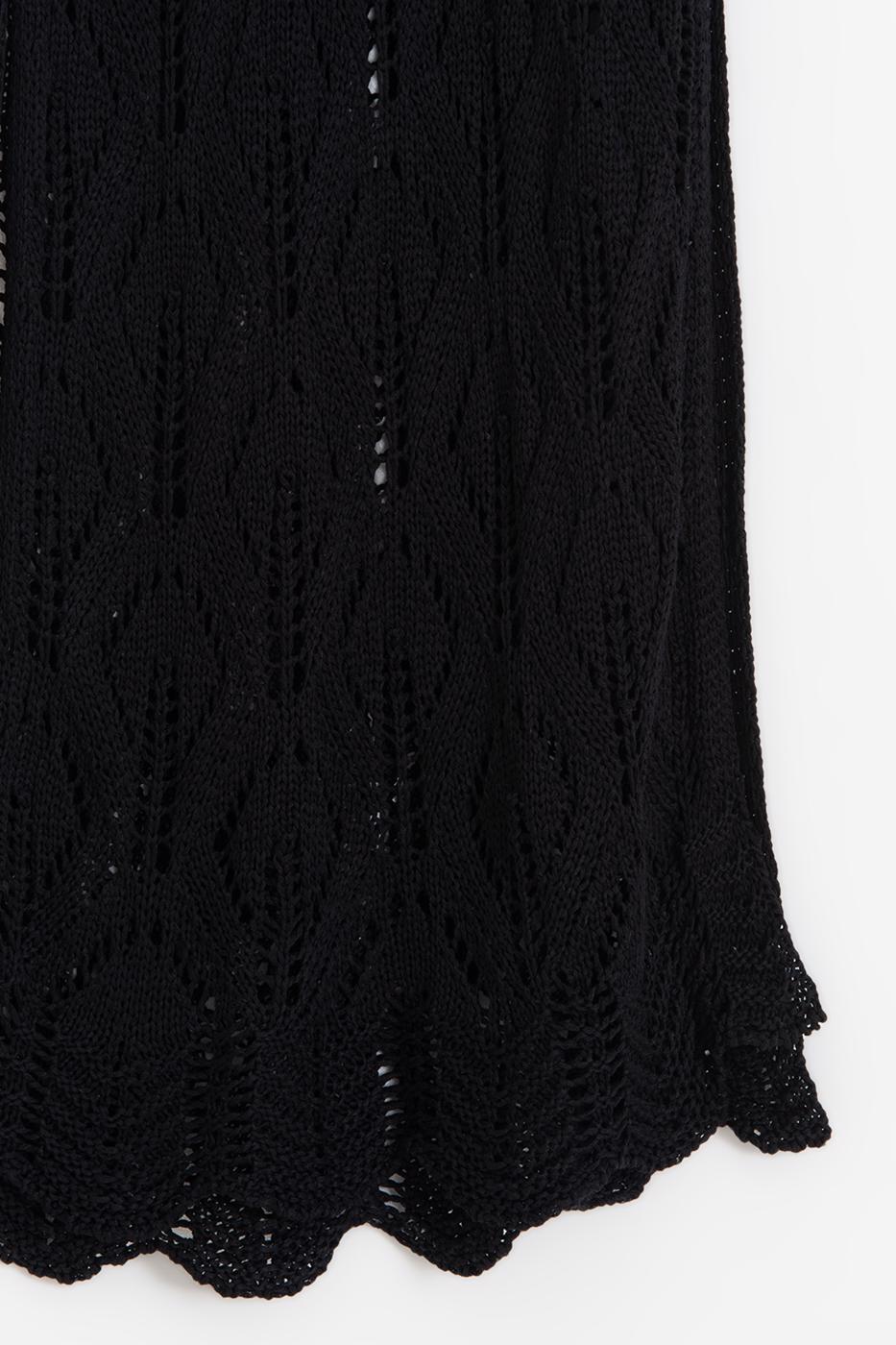 Openwork Maxi Knit Beach Dress Black