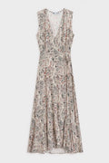 Wrap Closure Midi Dress Beige