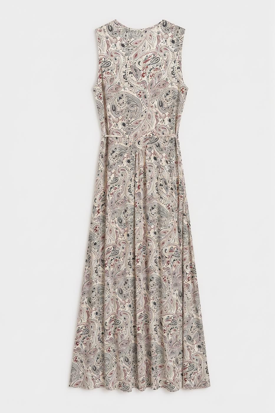 Wrap Closure Midi Dress Beige