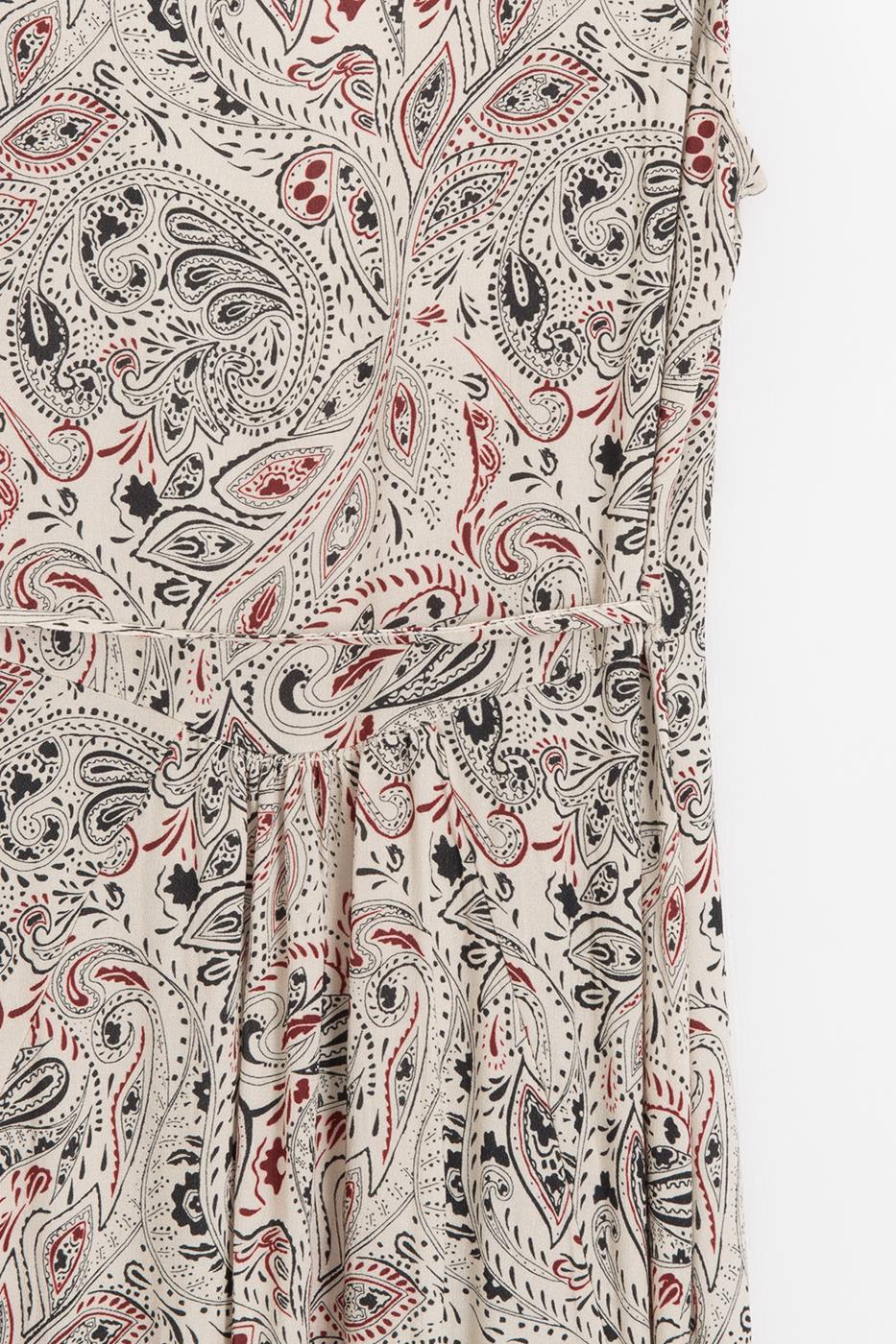Wrap Closure Midi Dress Beige