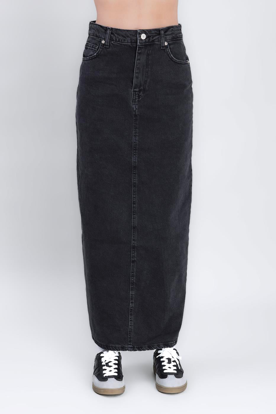 Long Back Slit Maxi Pencil Skirt Black