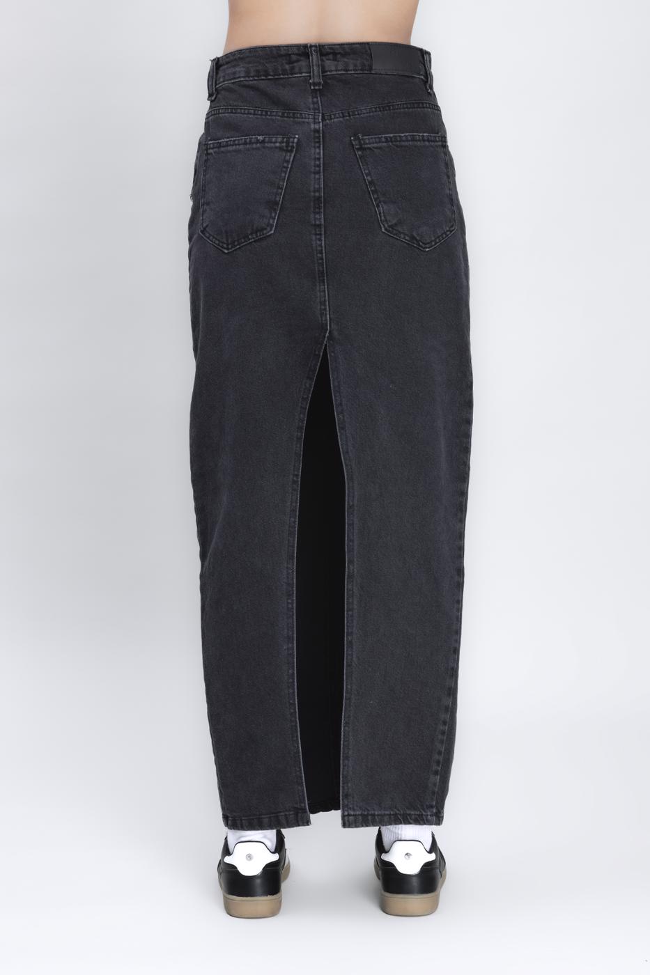 Long Back Slit Maxi Pencil Skirt Black