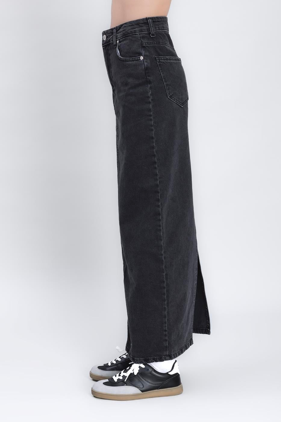 Long Back Slit Maxi Pencil Skirt Black