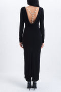 Midi Dress with Metal Back Accessory
