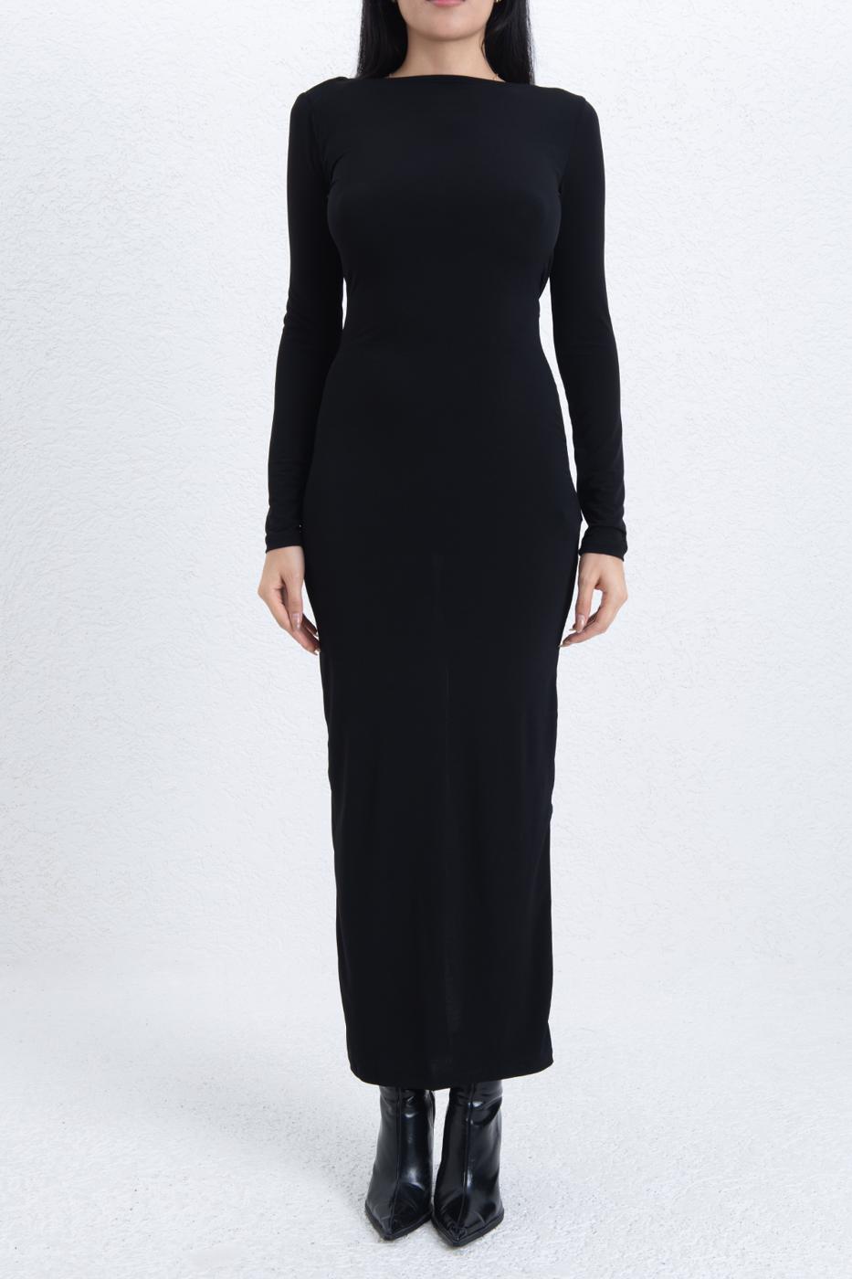 Midi Dress with Metal Back Accessory