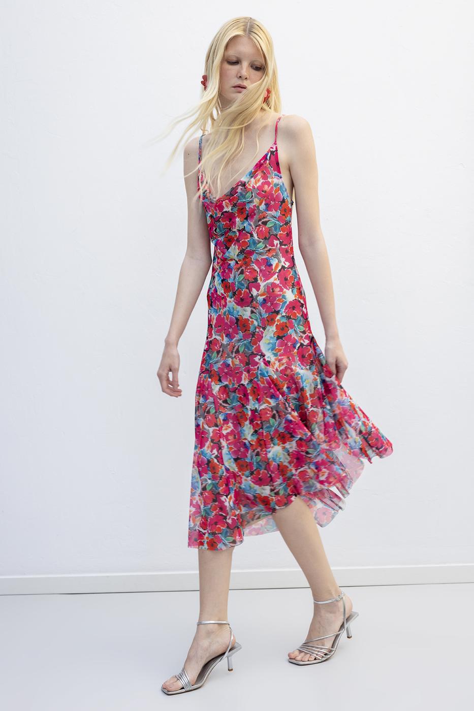 Asymmetric Skirt Detailed Midi Dress Pink