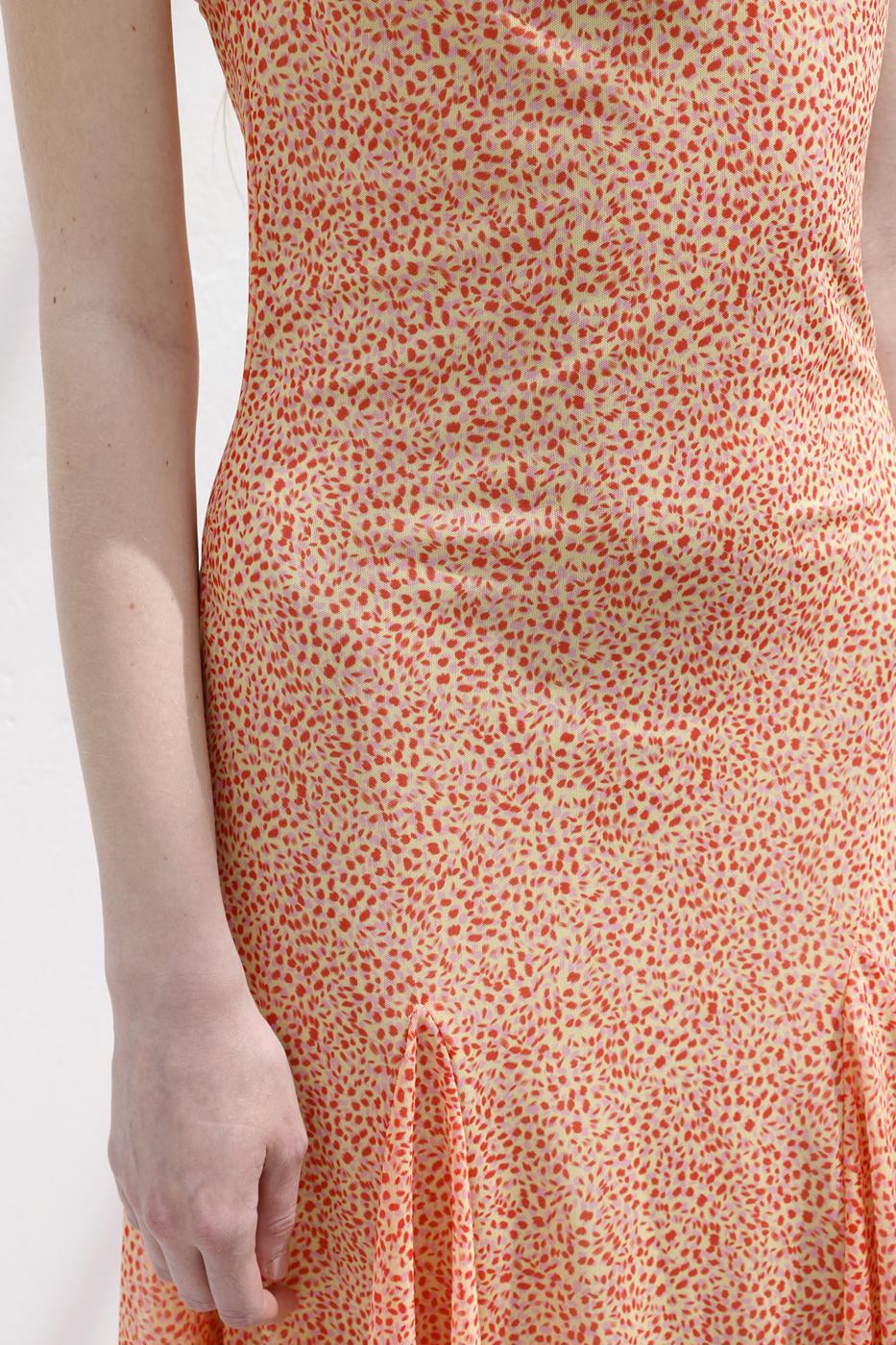 Asymmetric Skirt Detailed Midi Dress Salmon