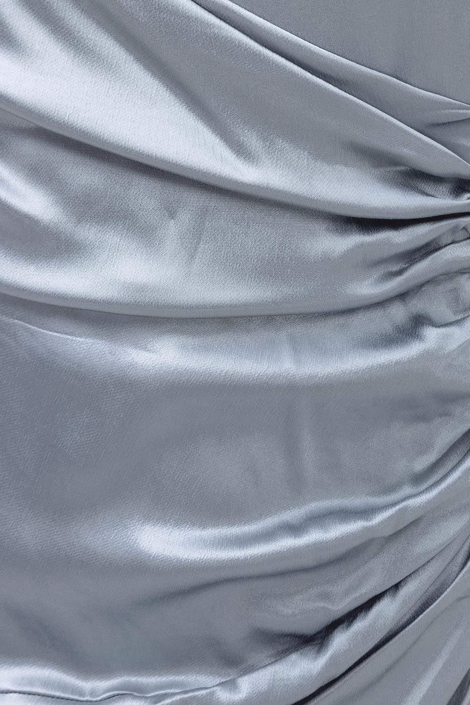 Asymmetrical Hem Detailed Satin Dress Grey