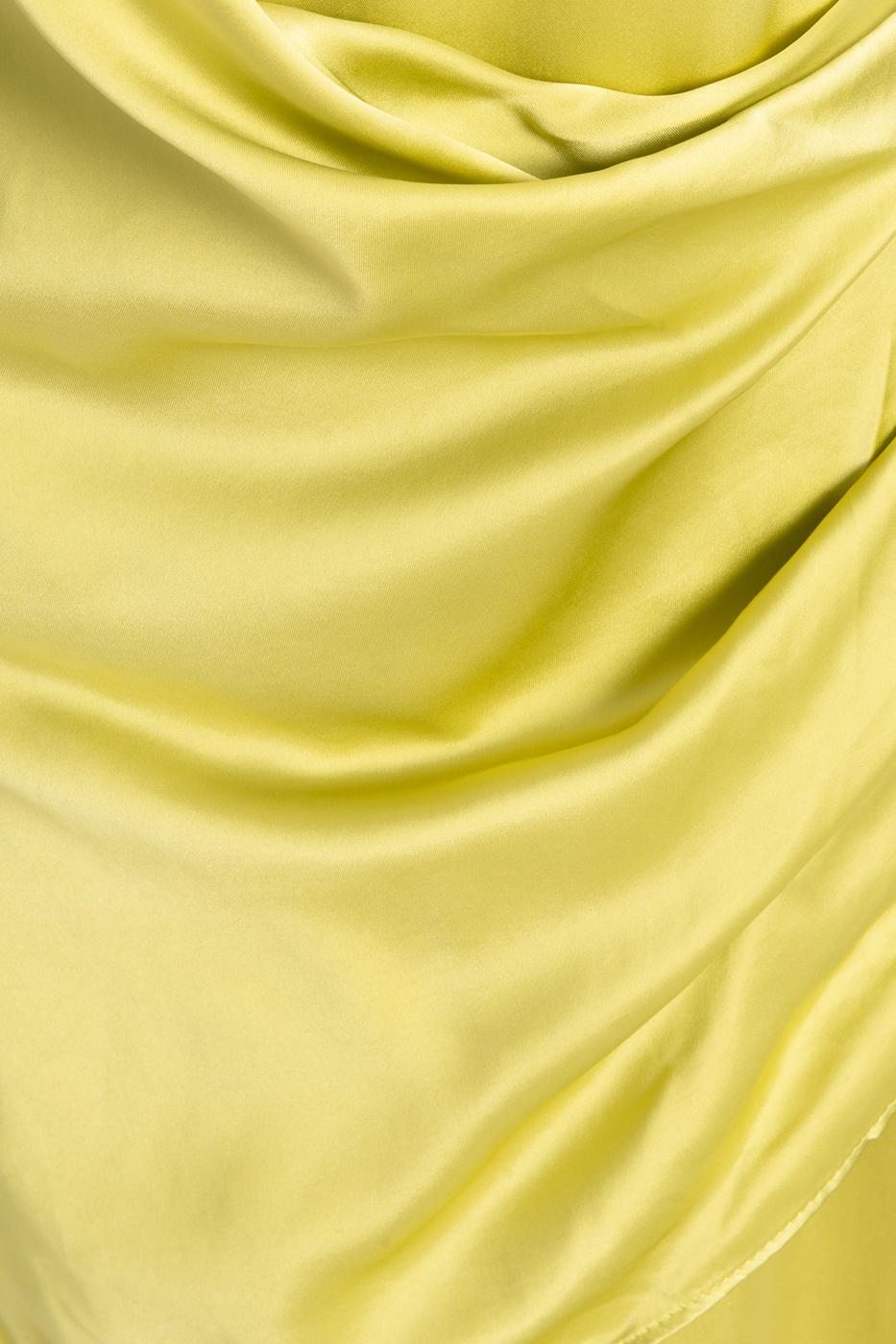 Satin Dress with Asymmetrical Skirt Detail Fıstık yeşili