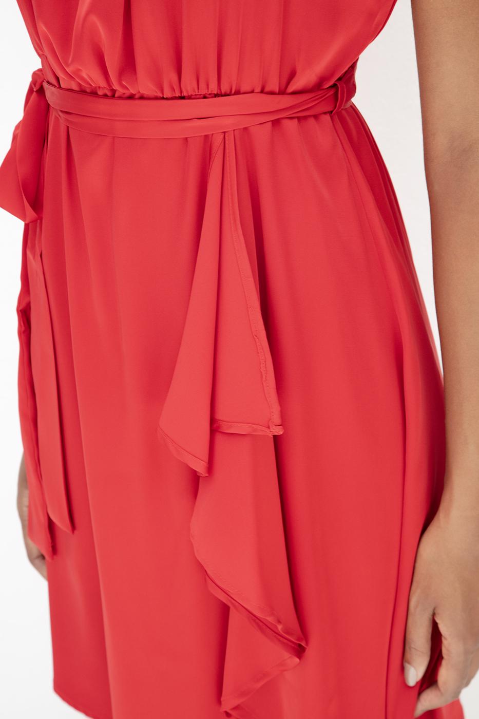 Satin Dress with Asymmetrical Hem Detail