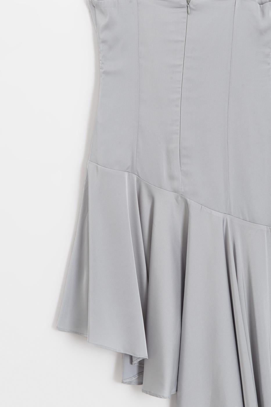 Strappy Satin Dress with Asymmetrical Skirt