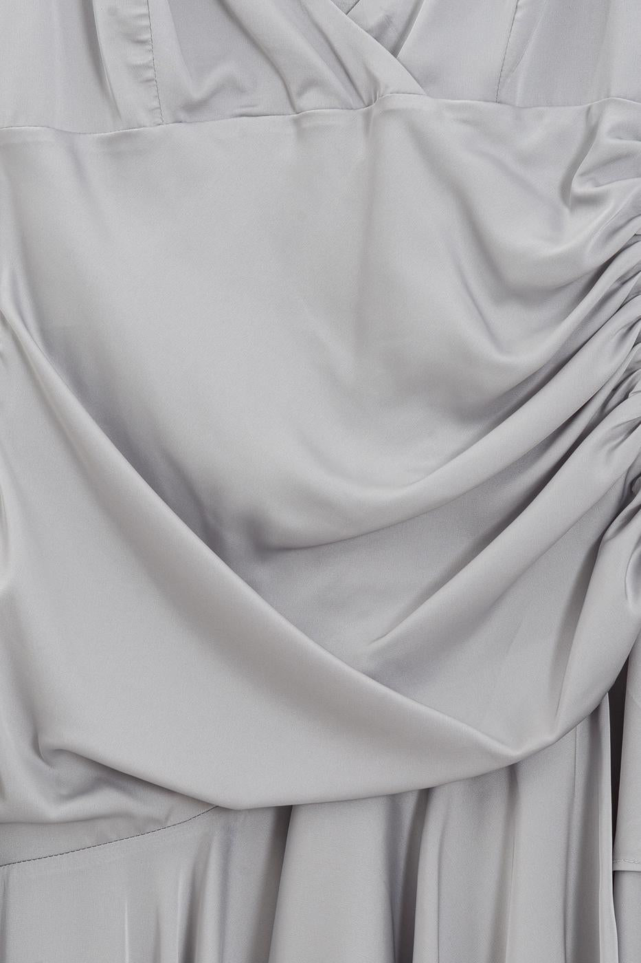 Strappy Satin Dress with Asymmetrical Skirt