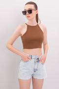 Asymmetric Denim Short with Belt