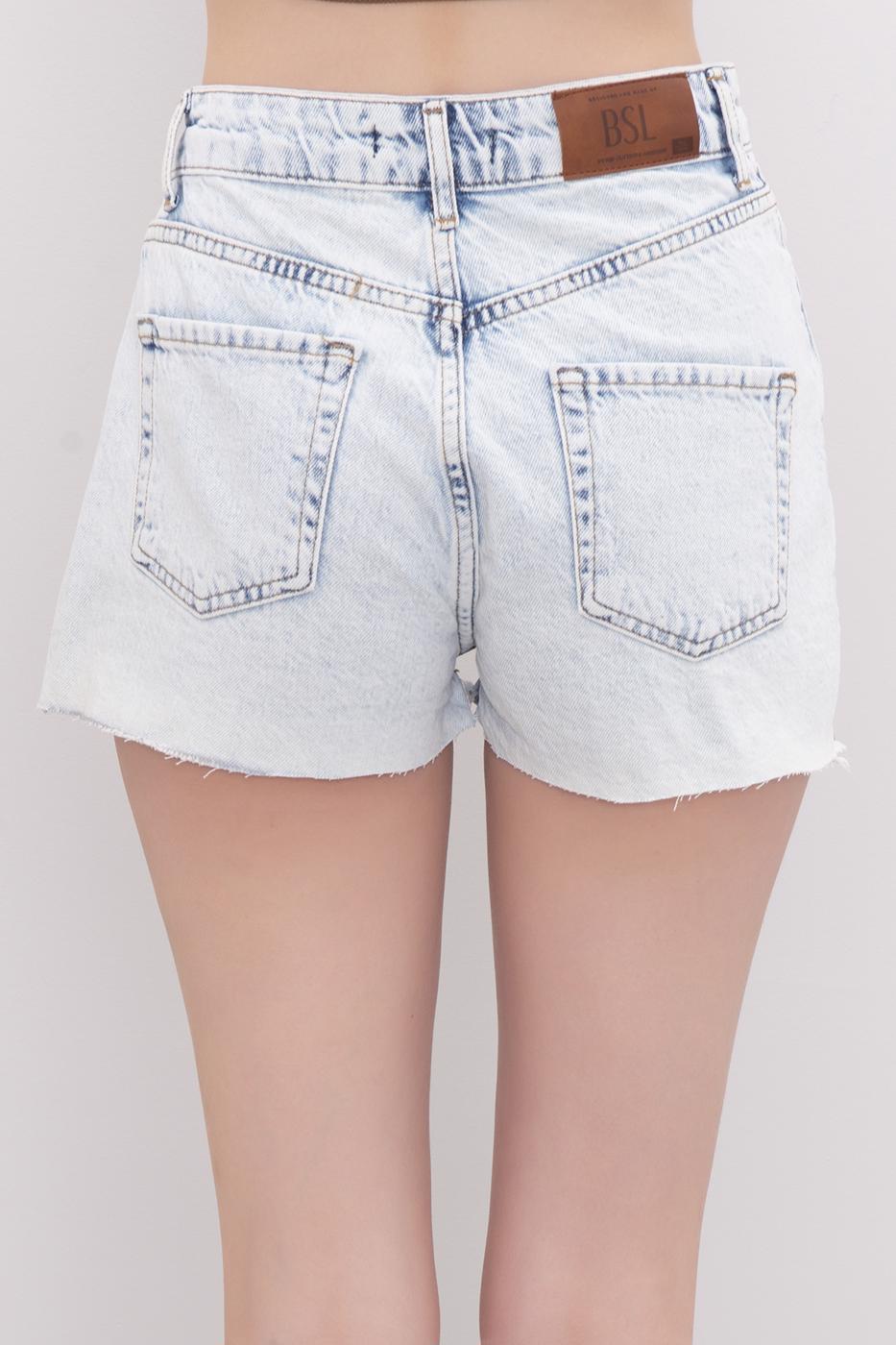 Asymmetric Denim Short with Belt
