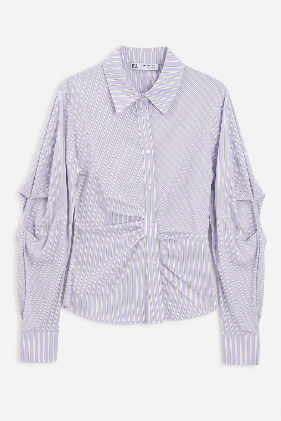 Asymmetrical Placket Shirt Lila