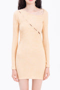 Asymetric collar detailed mini dress
