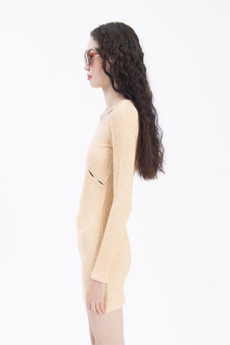 Asymetric collar detailed mini dress