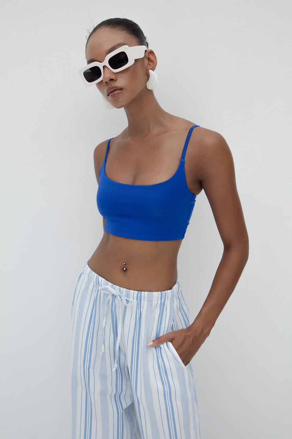 Strappy Crop Bustier Sax blue