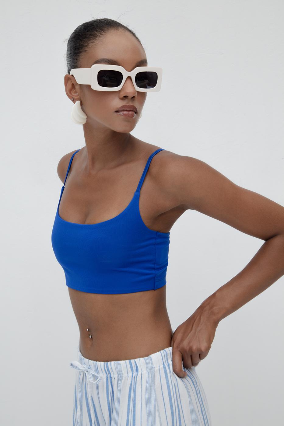 Strappy Crop Bustier Sax blue