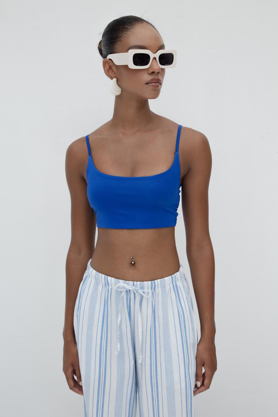 Strappy Crop Bustier Sax blue