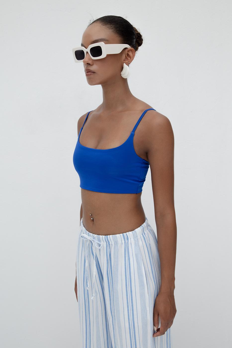 Strappy Crop Bustier Sax blue
