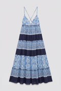 Strappy Layered Flared Dress Blue