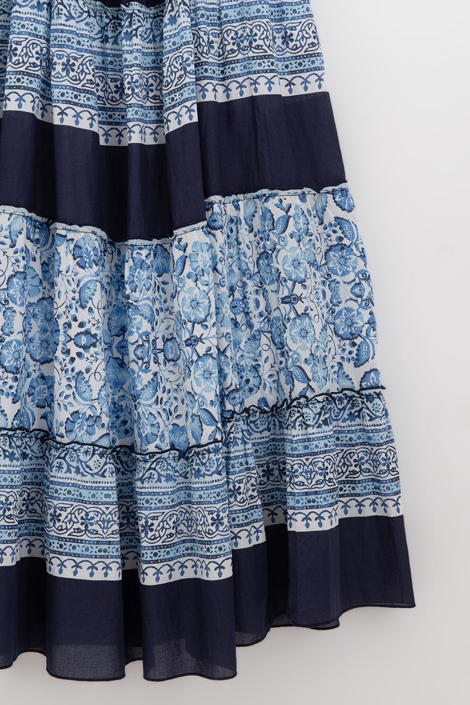 Strappy Layered Flared Dress Blue